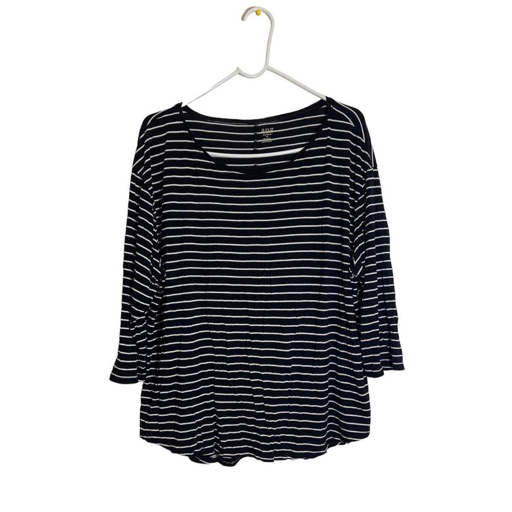 Women’s Ana A New Approach Striped Blouse Black and White Size 1X